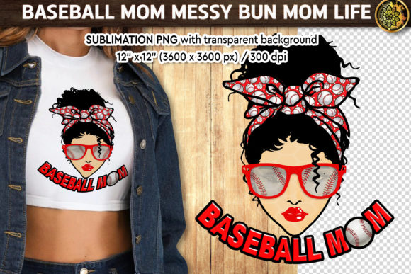 Baseball Mom Messy Bun Graphics for Crafts